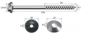 Parafuso Telha + Arruelas 5/16 x 230 CH10 RS7,8 ZB - 10 peas